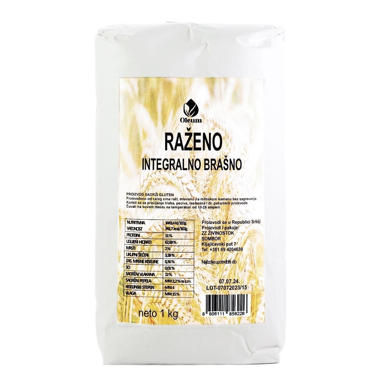 Integralno brašno OLEUM raženo 1kg-slika
