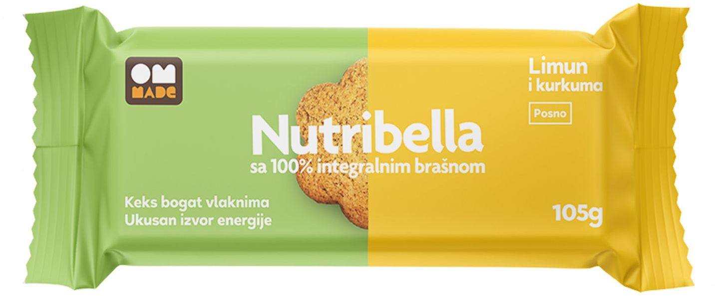 NUTRIBELLA Integralni keks limun i kurkuma 105g-slika