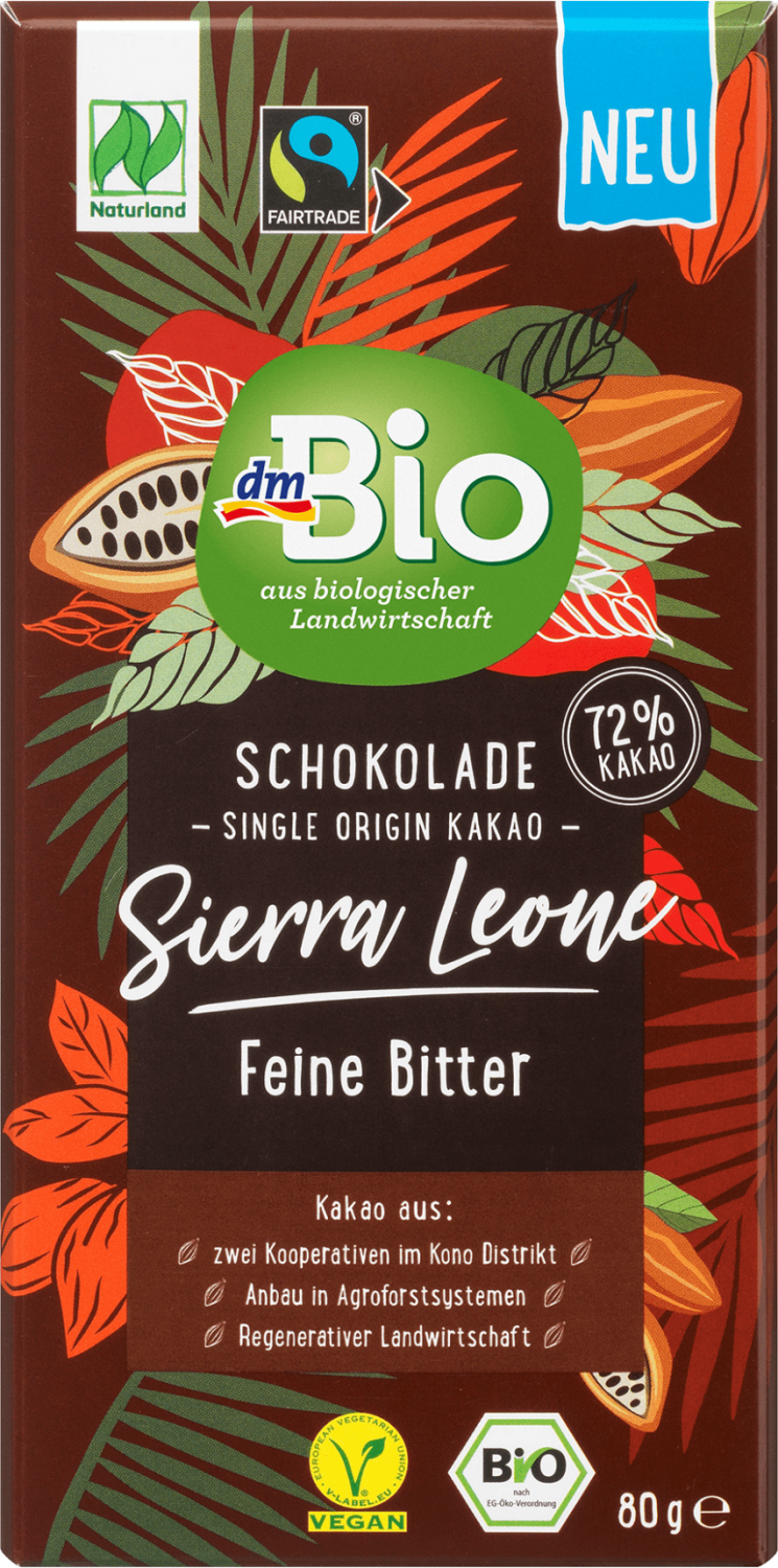 Čokolada DM BIO Sierra Leone gorka 72% kakao 80g-slika