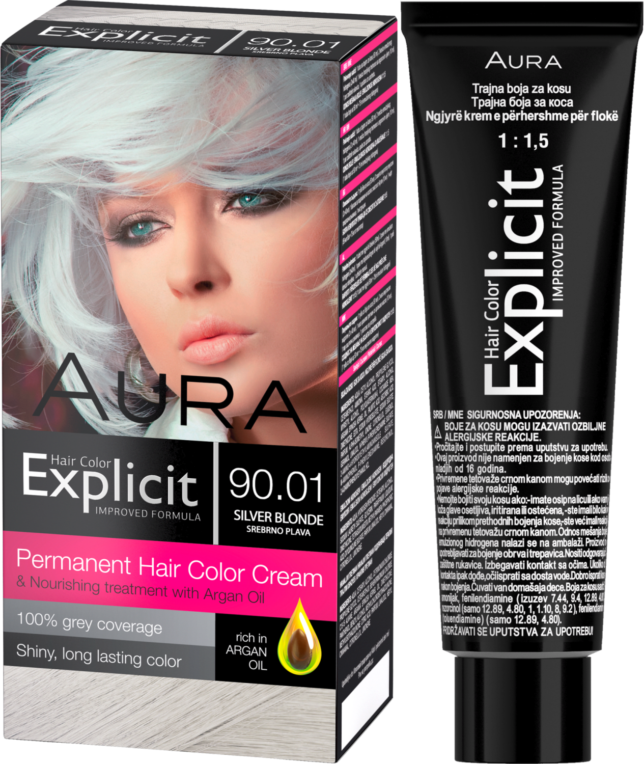 AURA Explicit farba za kosu 90.01 srebrno plava-slika