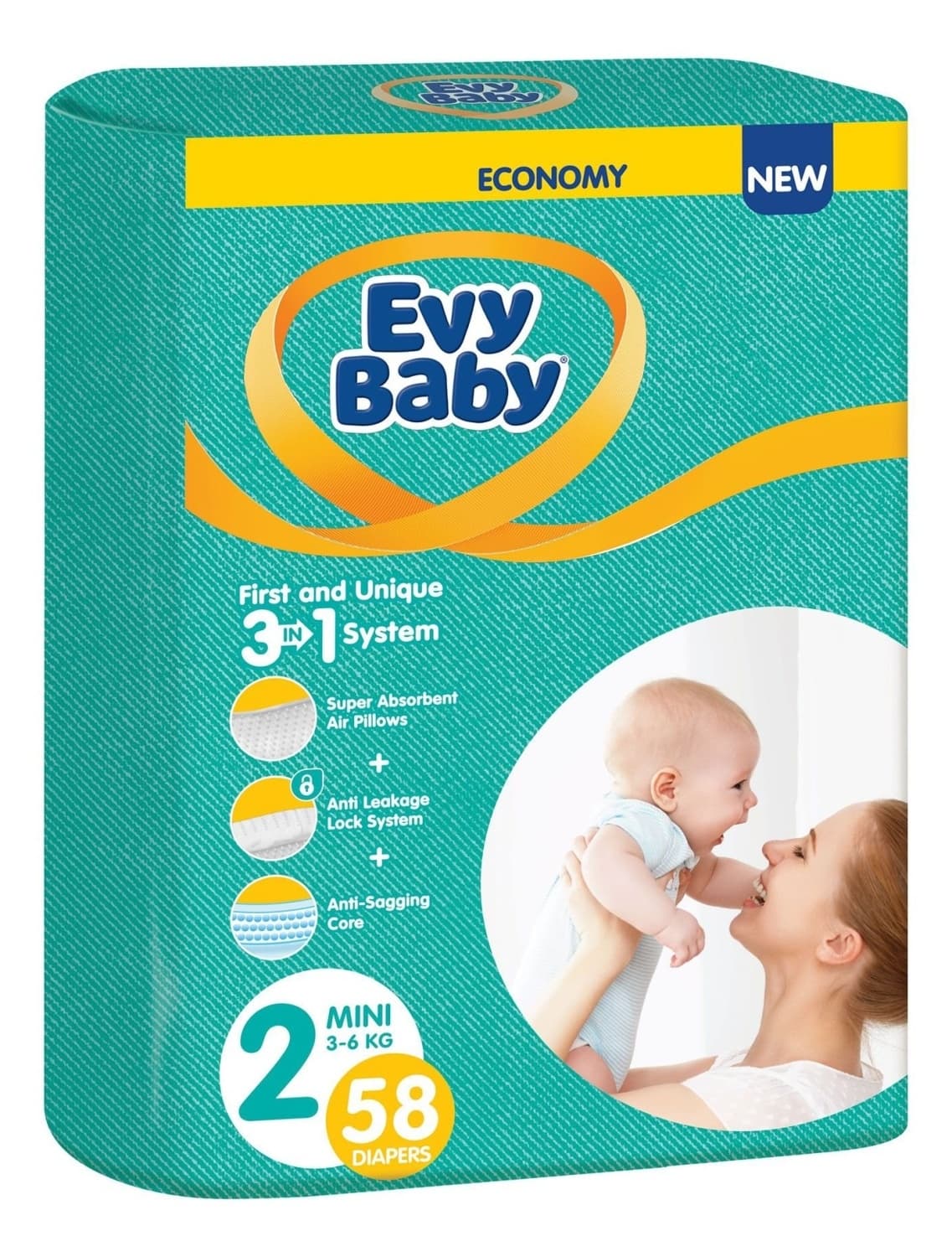 EVY BABY pelene 3u1 sistem 2 mini 58kom-slika