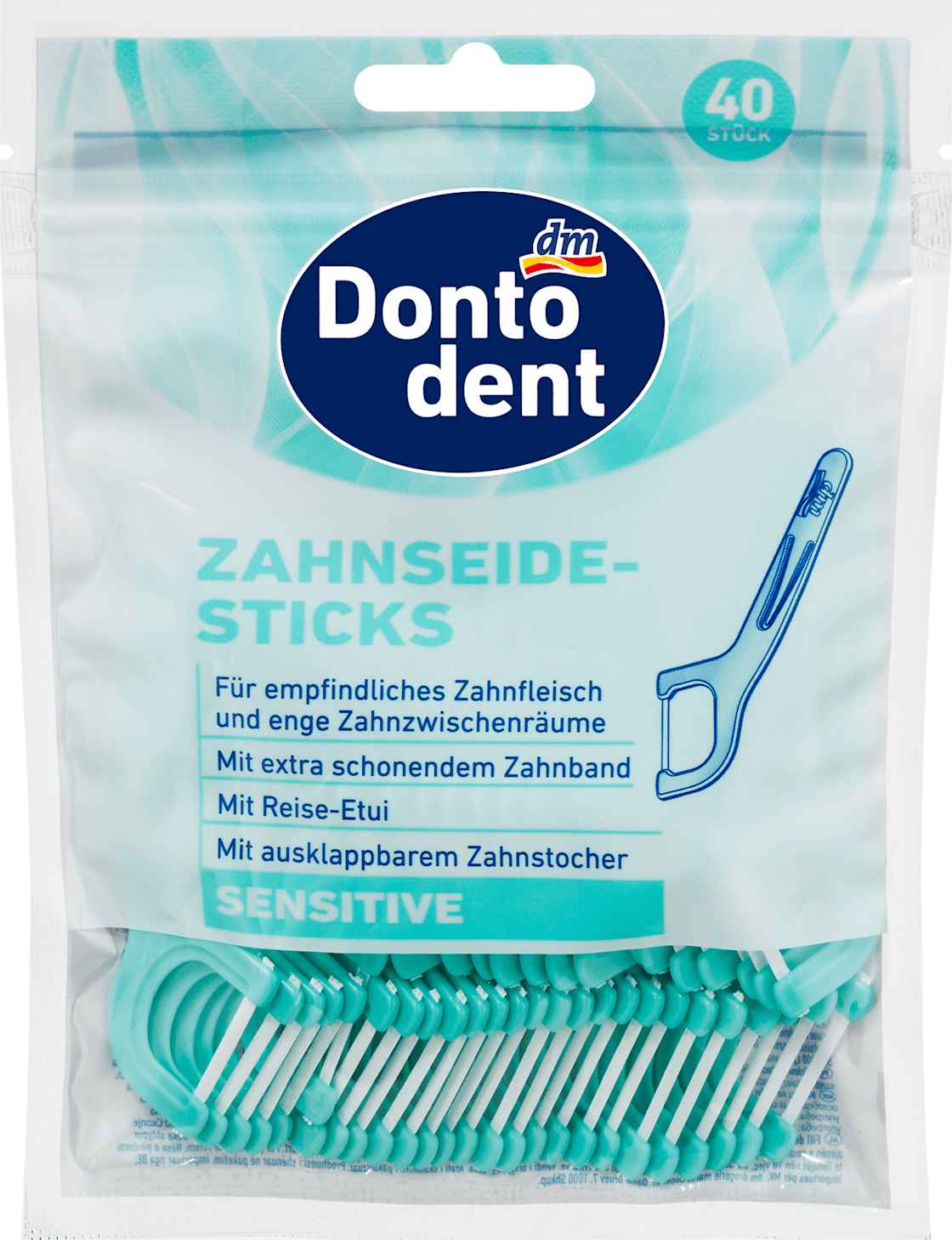 DONTODENT Sensitive konac za zube na štapiću 40kom-slika