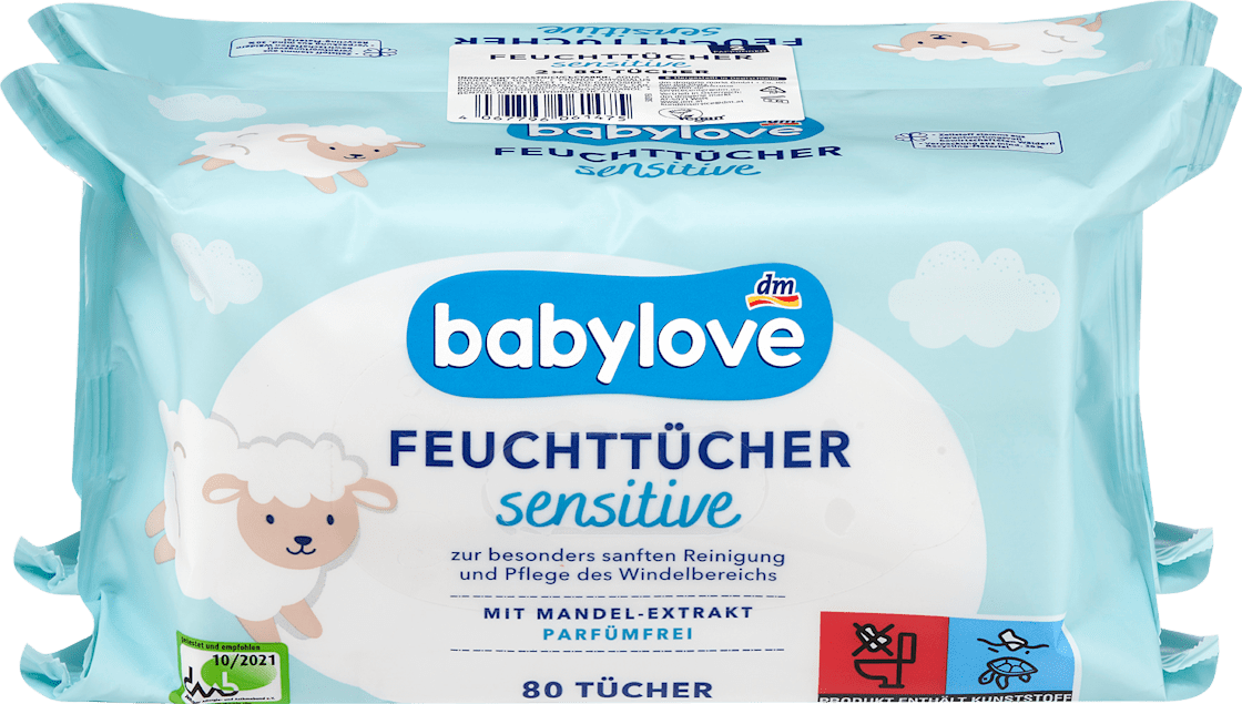Vlažne maramice BABYLOVE sensitive badem 2x80kom-slika