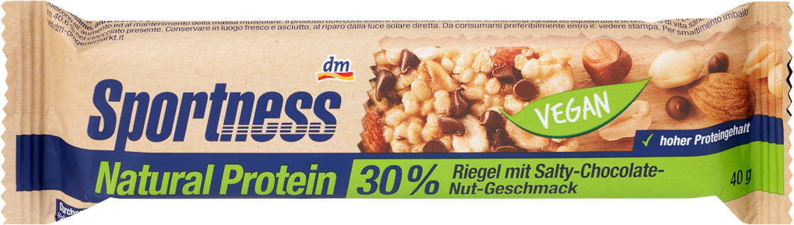 Vegan štanglica SPORTNESS Natural protein slana čokolada 40g-slika
