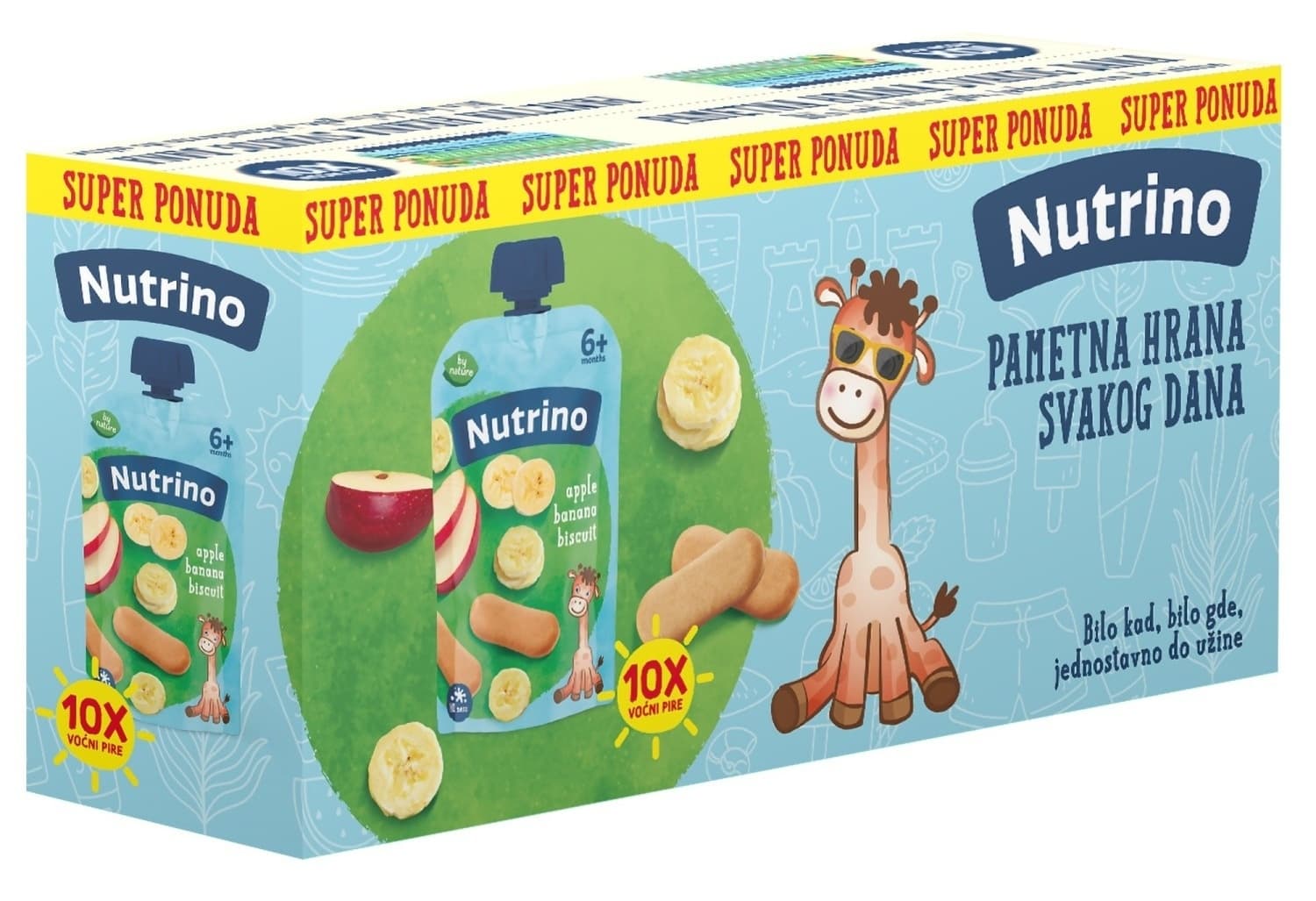 NUTRINO voćni pire jabuka banana keks 10x100g-slika