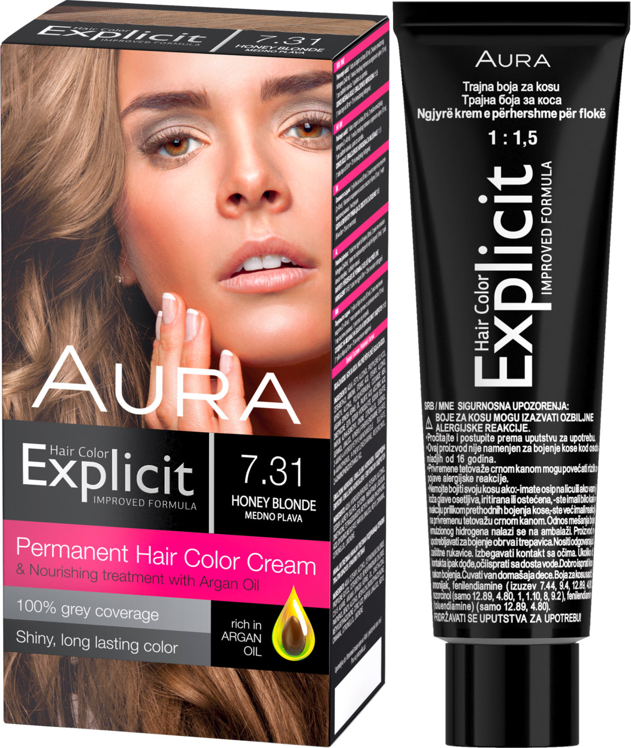 AURA Explicit farba za kosu 7.31 medno plava-slika