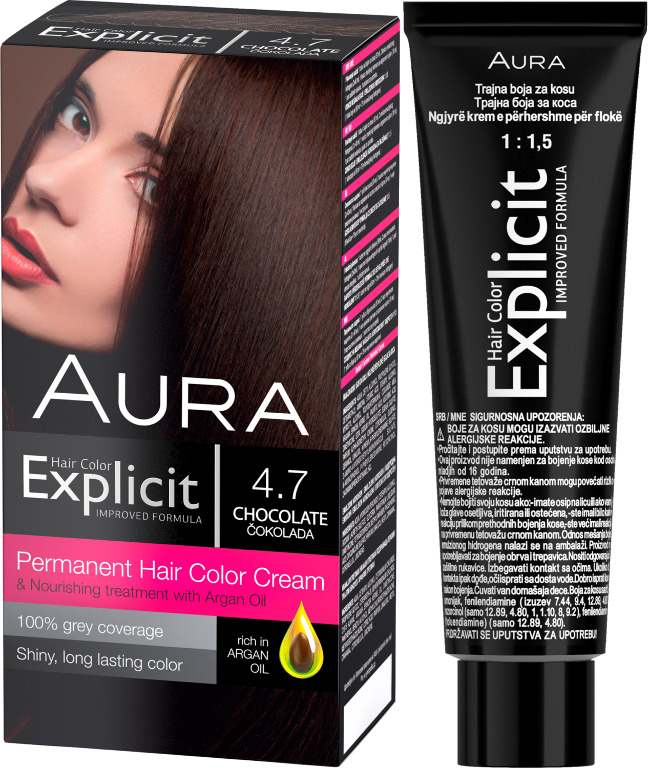 AURA Explicit farba za kosu 4.7 čokolada-slika