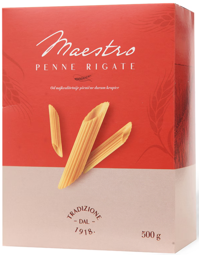 Testenina Pipe Rigati Maestro 500g-slika