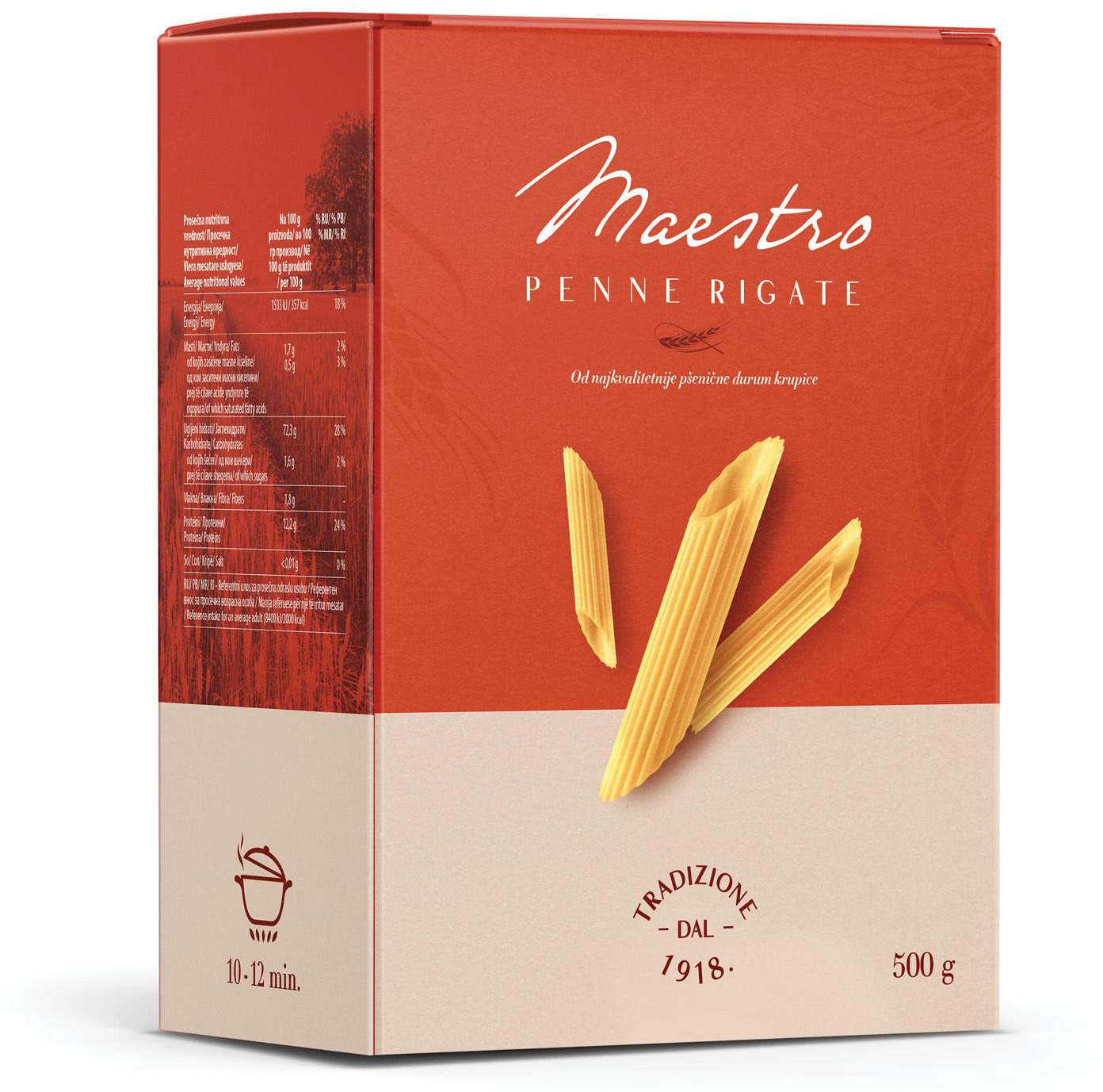 Testenina Penne rigate Maestro 500g-slika