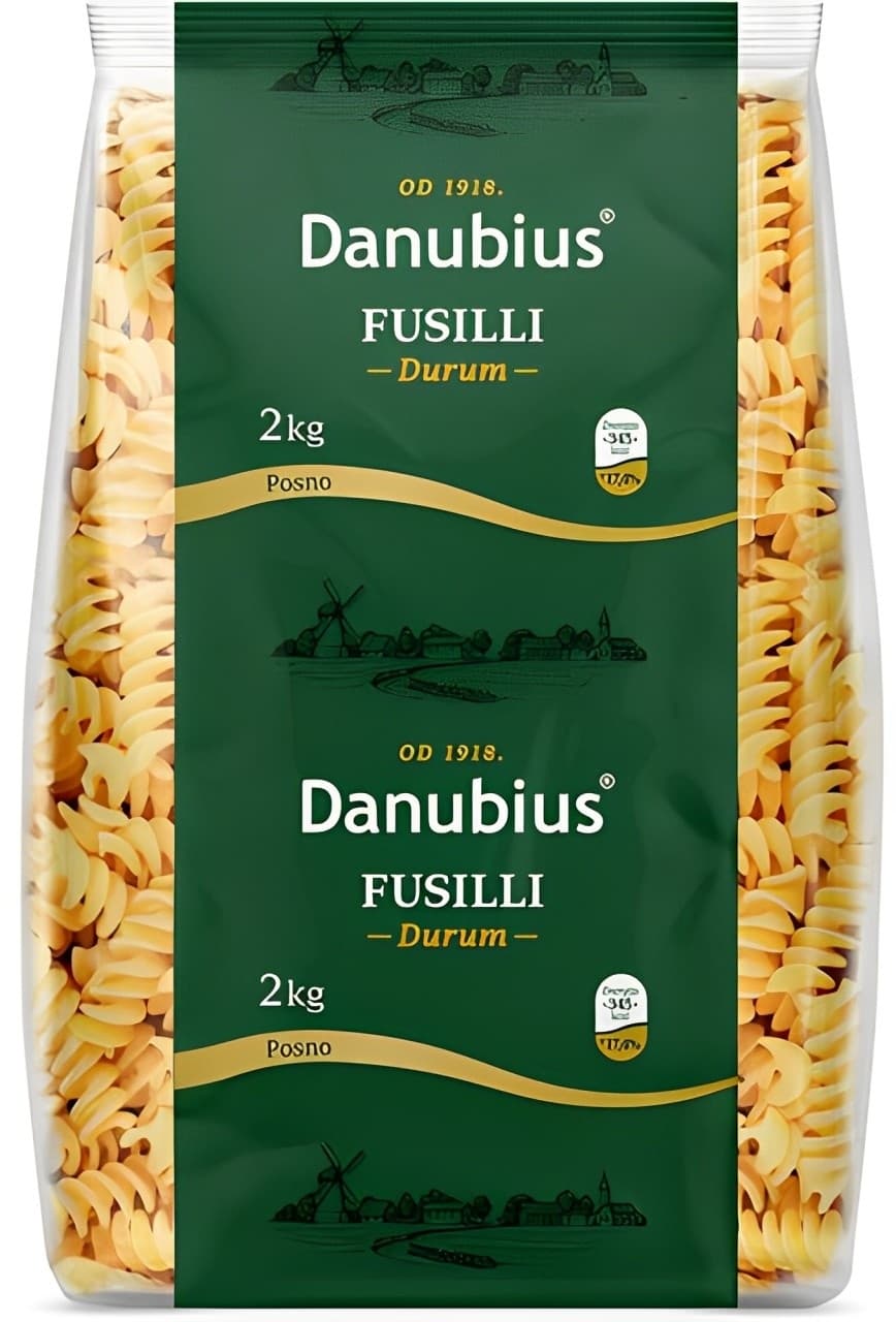 Testenina Durum Fusilli Danubius 2kg-slika