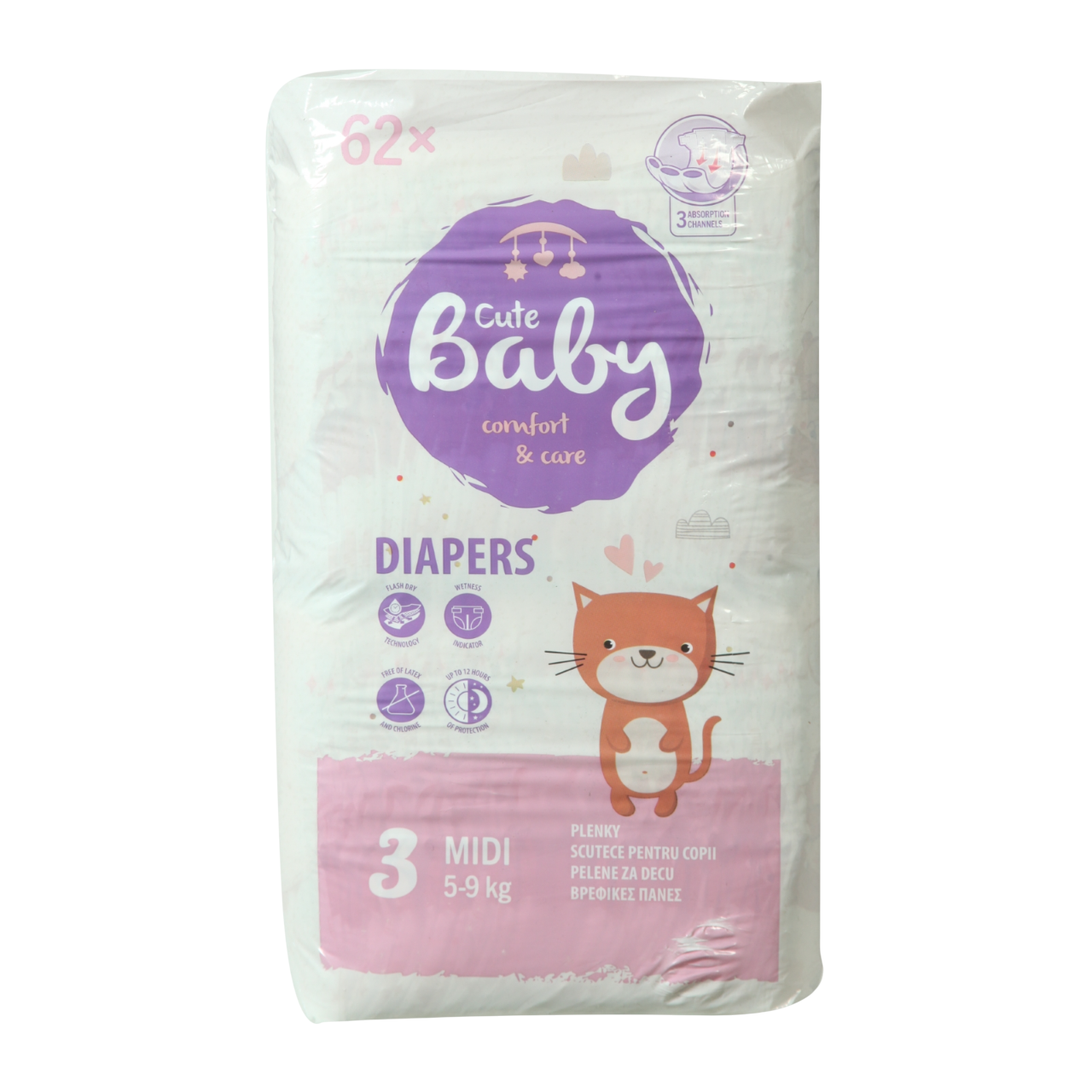 CUTE BABY pelene Midi 3 62kom-slika