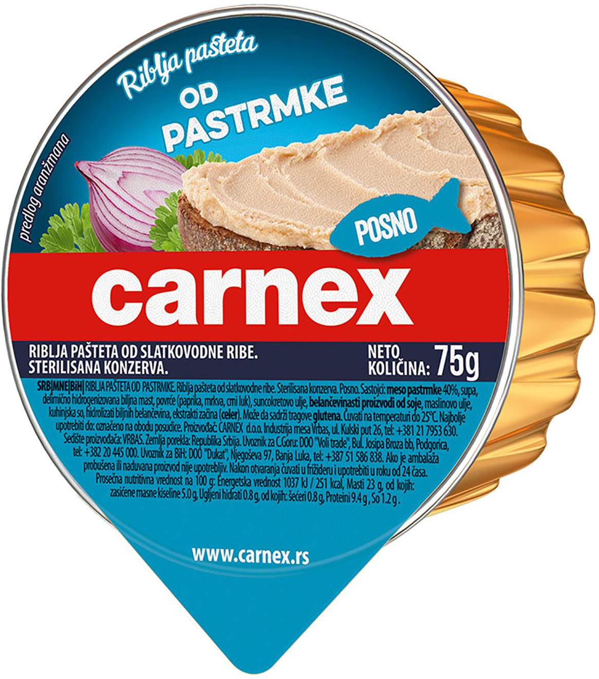 CARNEX Riblja pašteta od pastrmke 75g-slika