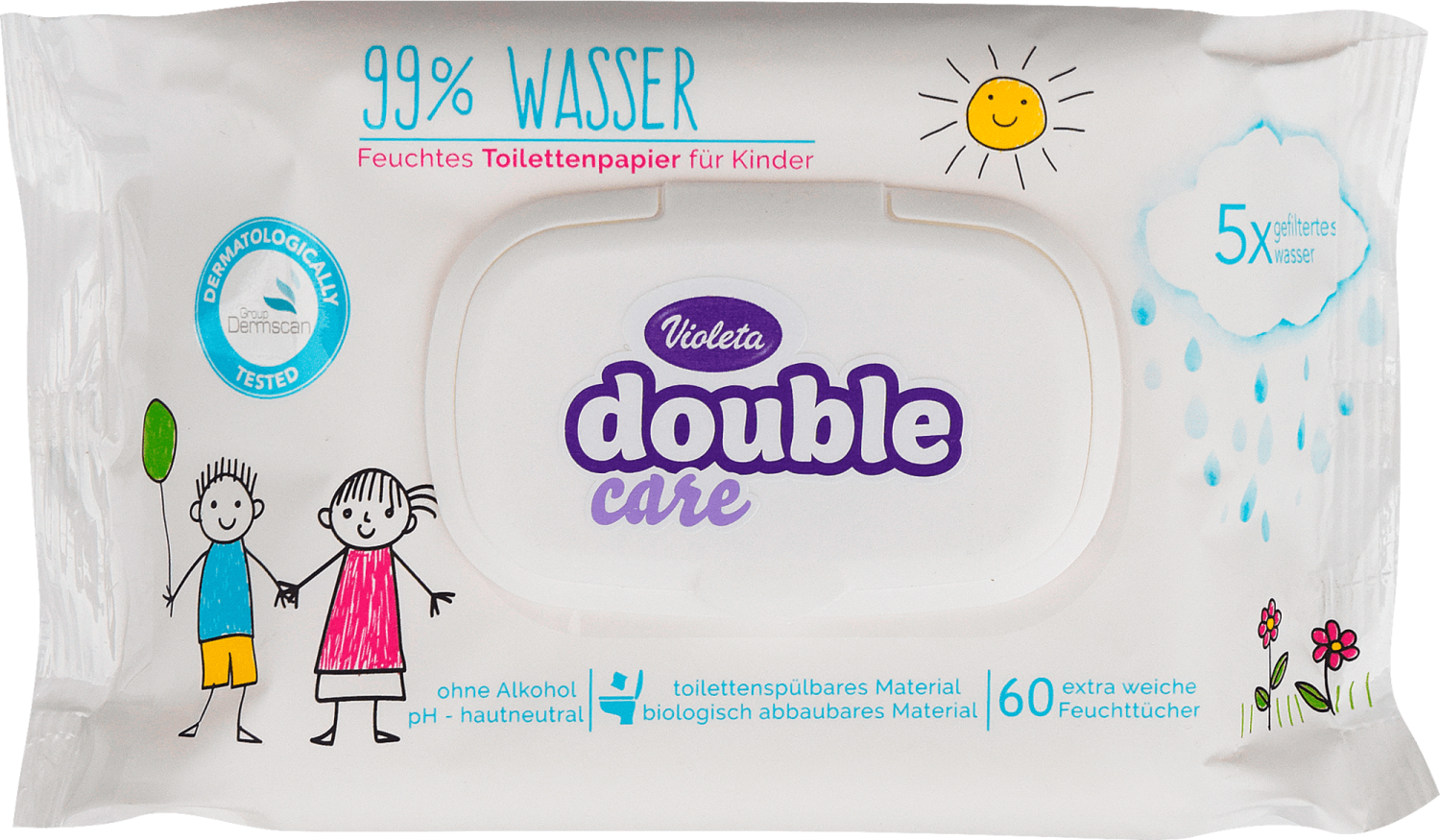 Vlažni toalet papir za decu VIOLETA double care 60kom-slika