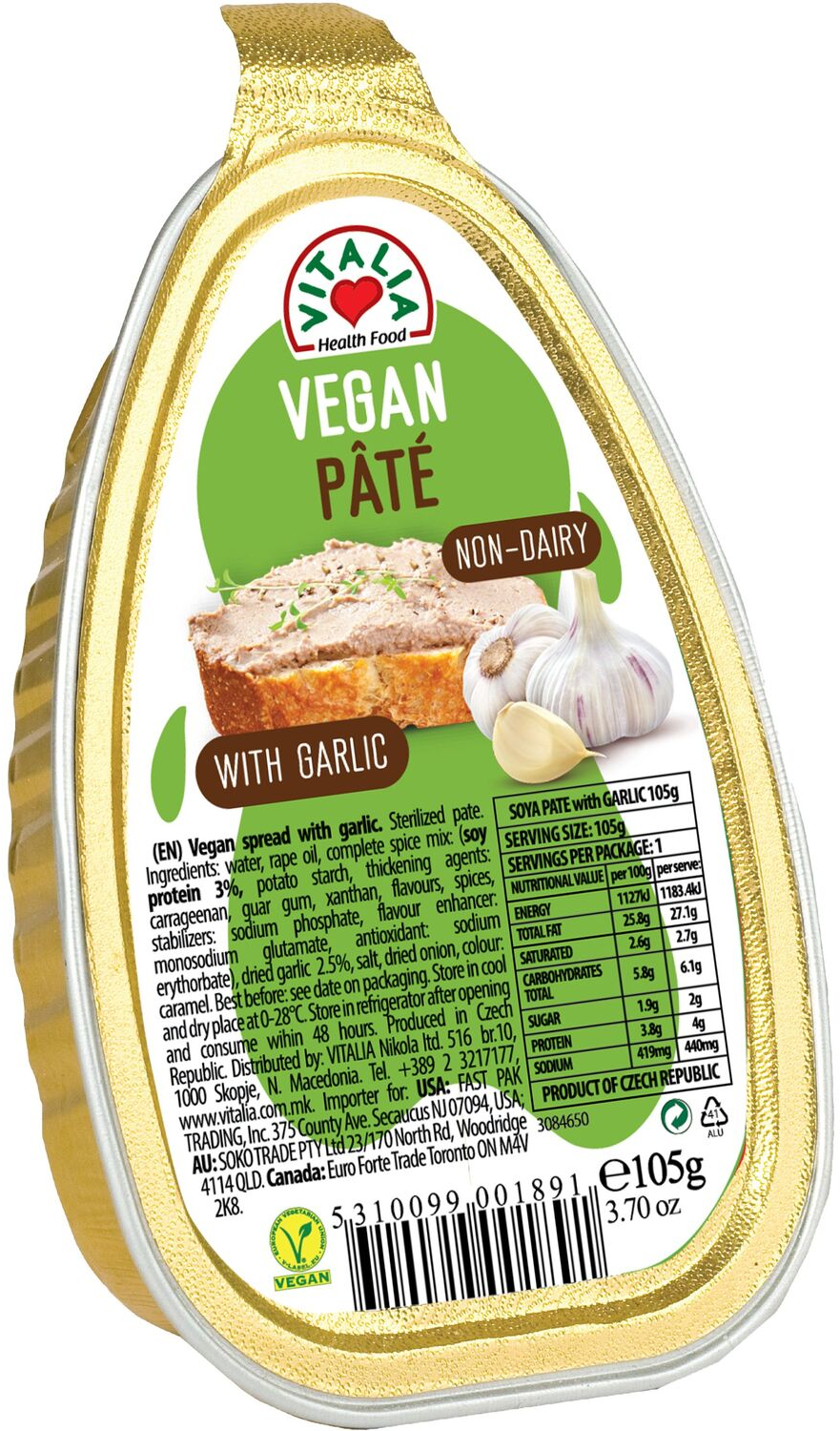 VITALIA Veganska pašteta beli luk 105g-slika