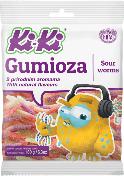 Bombone gumene Sour Worms Ki-Ki 180g-slika