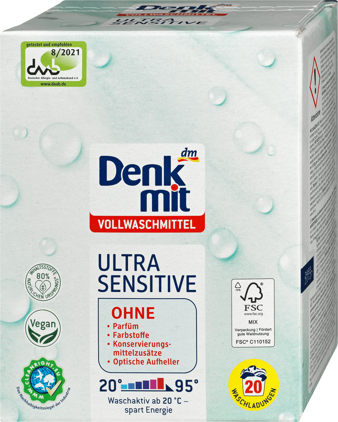 DENKMIT Ultra sensitive deterdžent za beli veš 20 pranja-slika