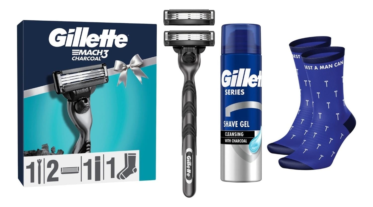 GILLETTE set Mach3 (brijač, gel za brijanje 200ml i čarape)-slika