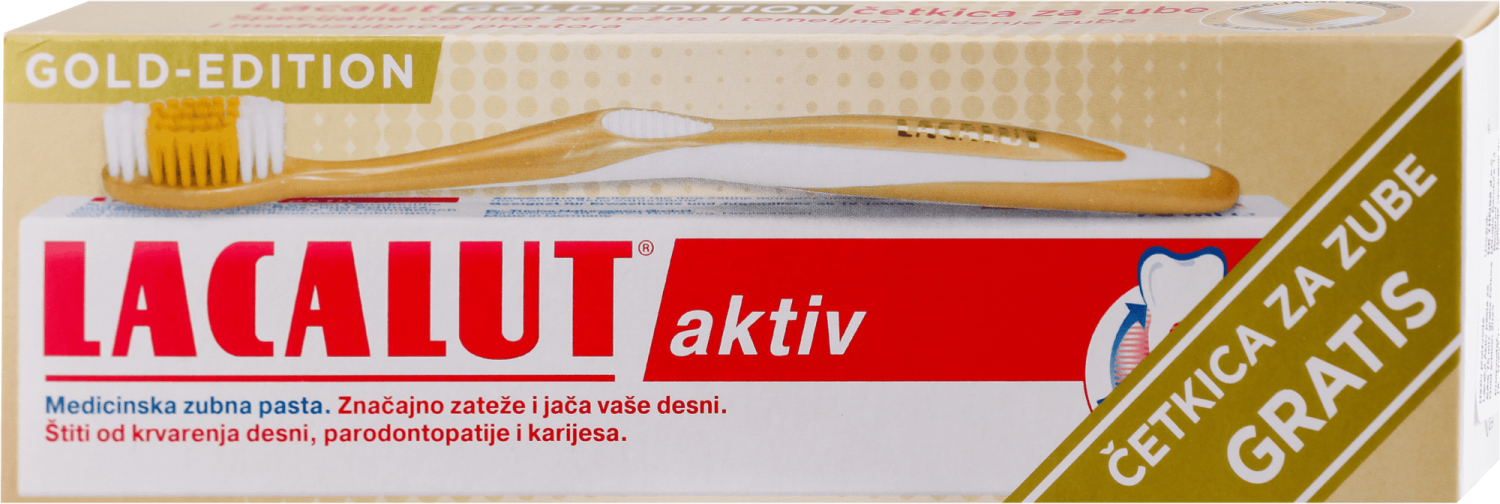 Pasta Lacalut aktiv 75ml+gold cetkica-slika