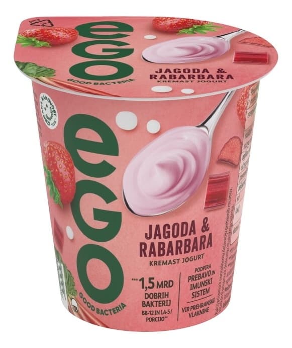 Jogurt jagoda rabarbara EGO 0,33kg-slika