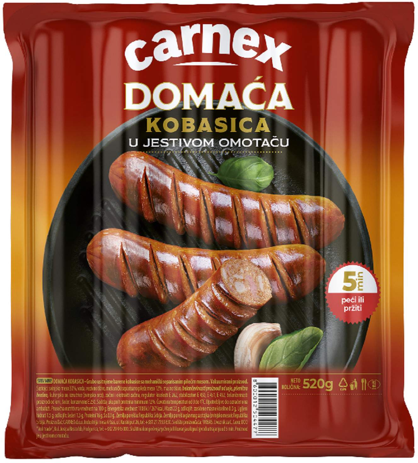 CARNEX Domaća kobasica 520g-slika