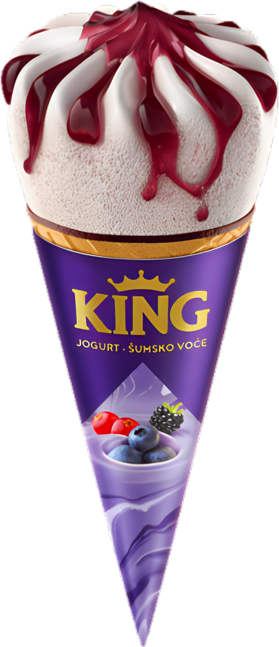 Sladoled KING jogurt i šumsko voće kornet 167ml-slika