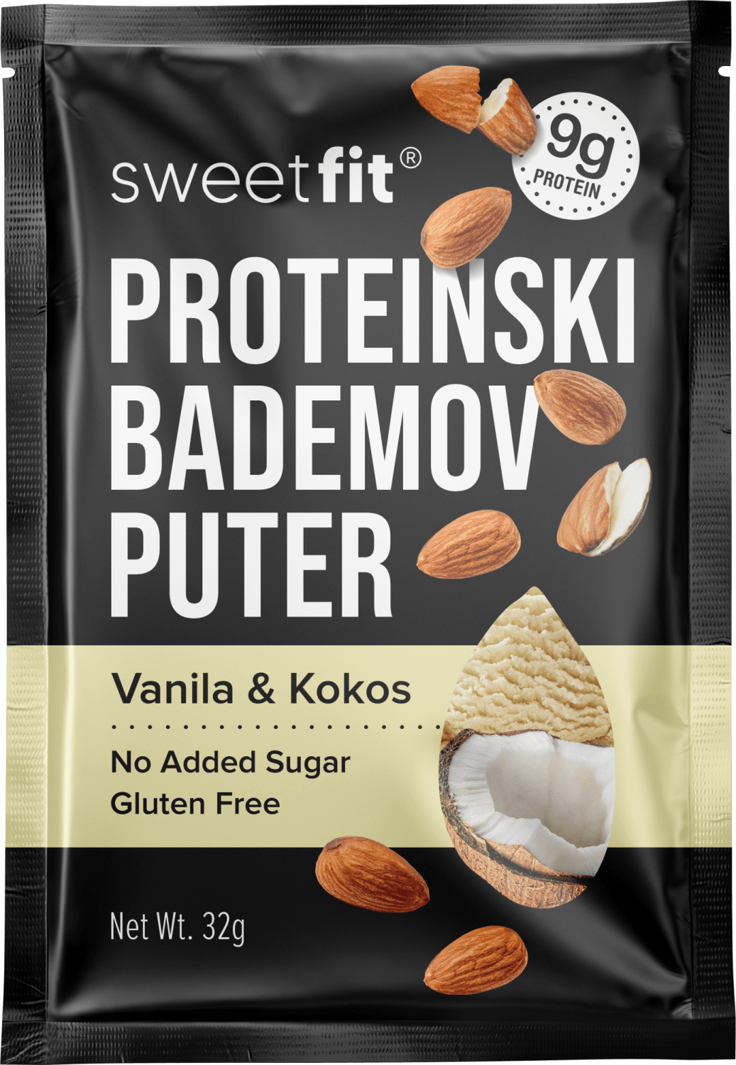 PUTER BADEMOV PROTEINSKI VANILA-KOKOS 32G SWEETFIT-slika