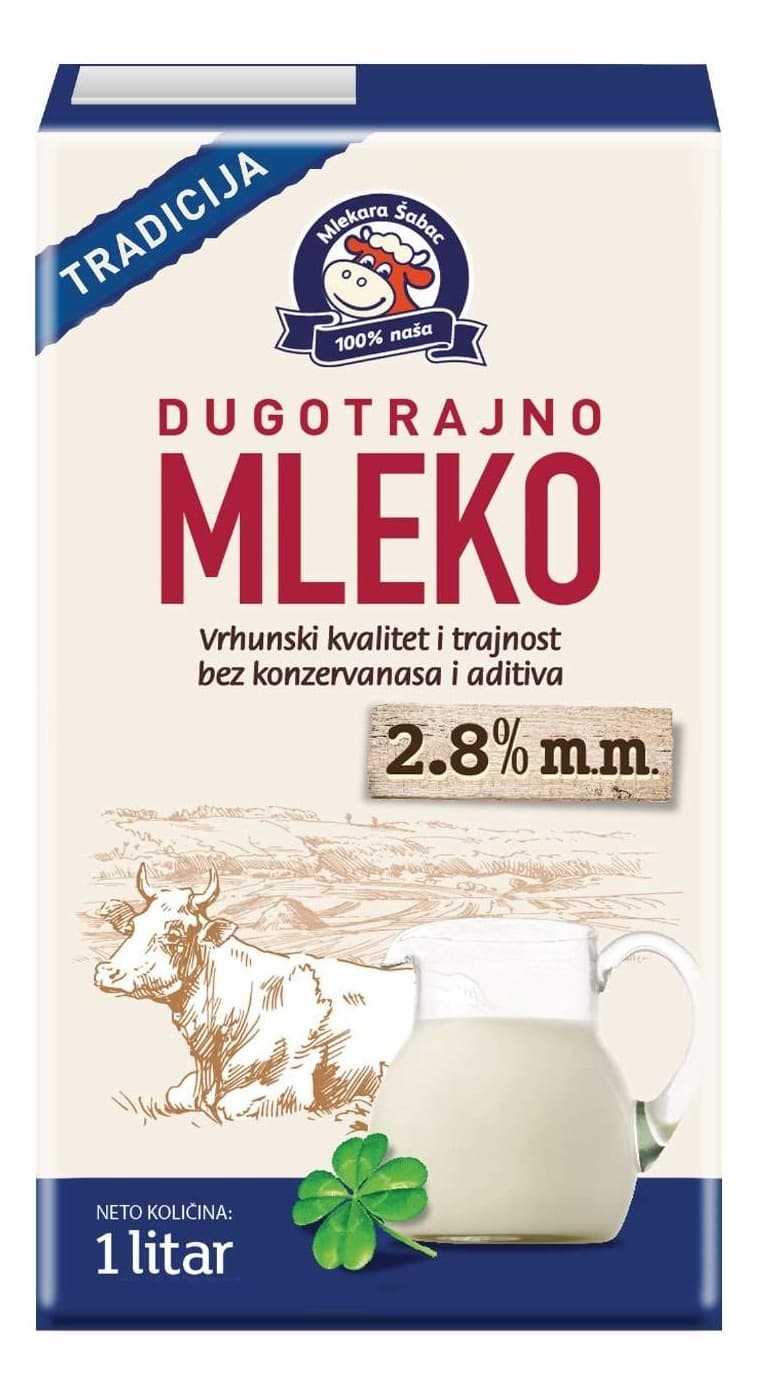 Dugotrajno mleko MLEKARA ŠABAC 2,8%mm 1l-slika