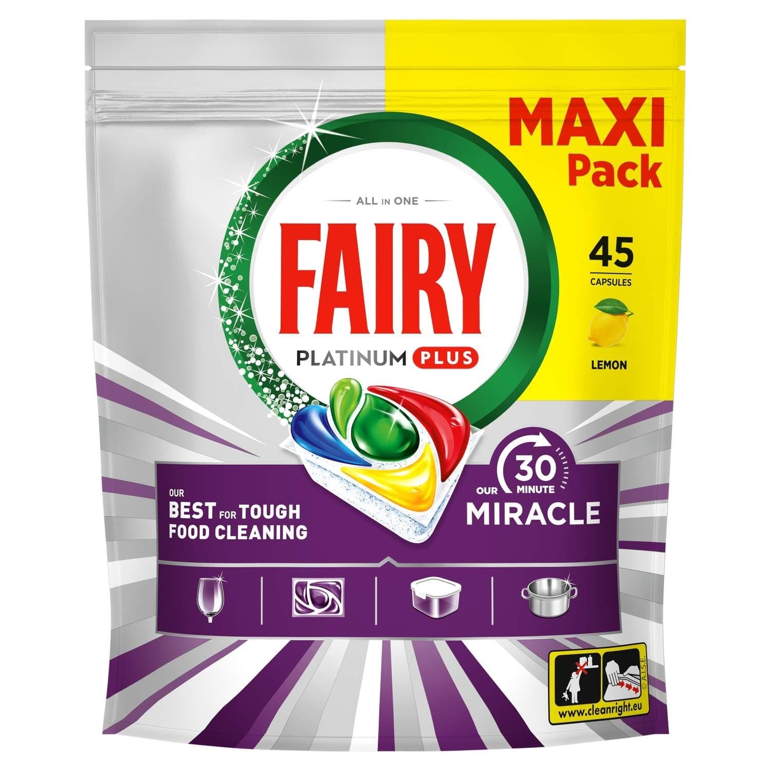 Tablete FAIRY Platinum Plus 30min miracle lemon 74kom-slika