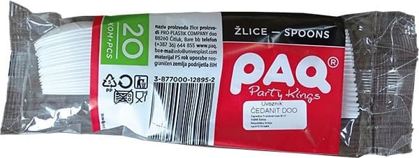 Plastične kašike PAQ 20kom bele-slika