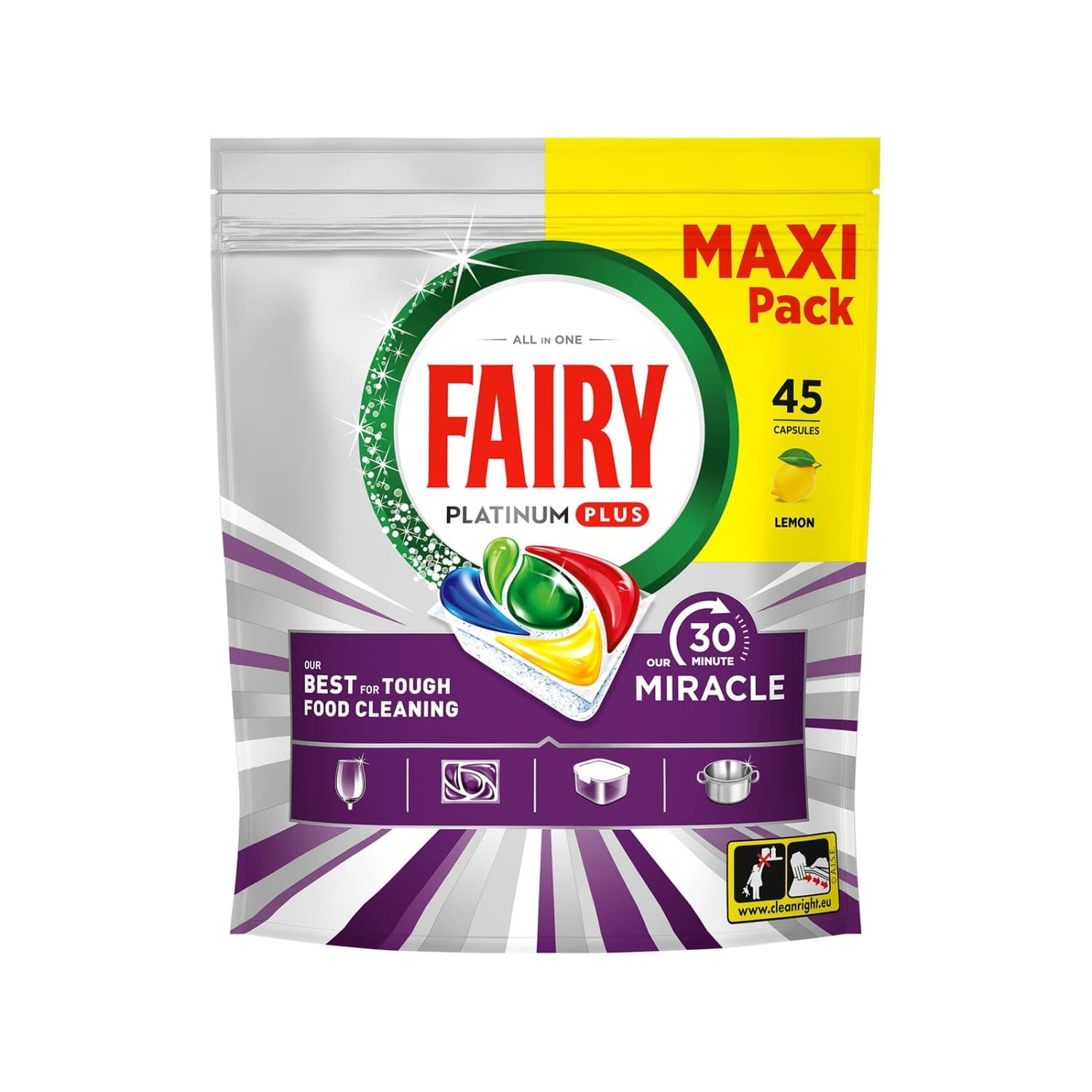 Tablete FAIRY Platinum Plus 30min miracle lemon 45kom-slika