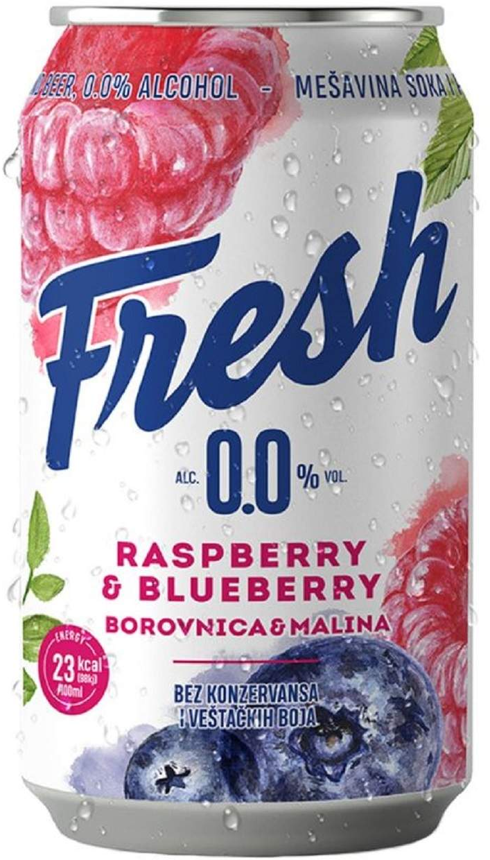 FRESH BOROVNICA-MALINA 0% 0.33L CAN-slika