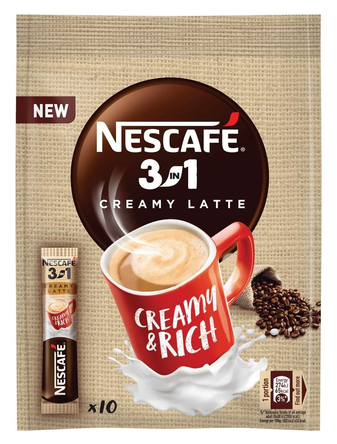 Instant kafa NESCAFE 3u1 creamy latte bag 10x15g-slika