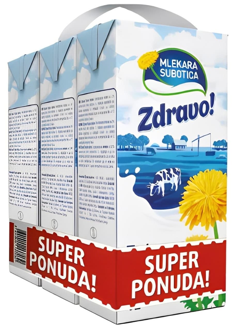 Mleko UHT Zdravo 2%mm 3x1l tropak-slika