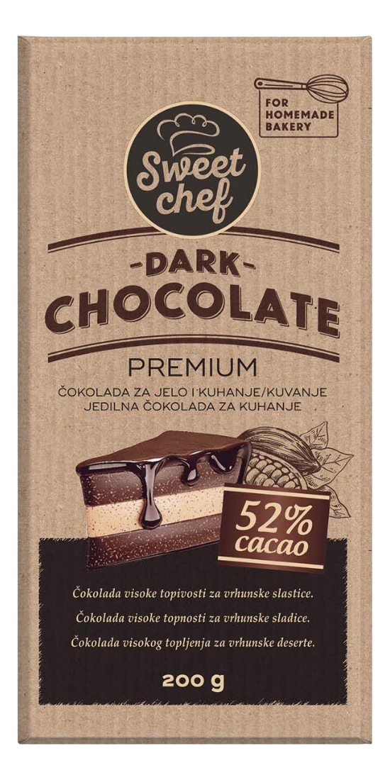 ČOKOLADA ZA KUV 52% 200G SWEET CHEF-slika