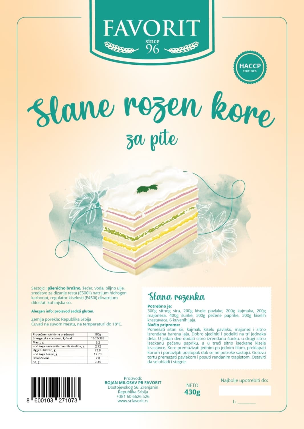 Rozen kore FAVORIT slane 430g-slika