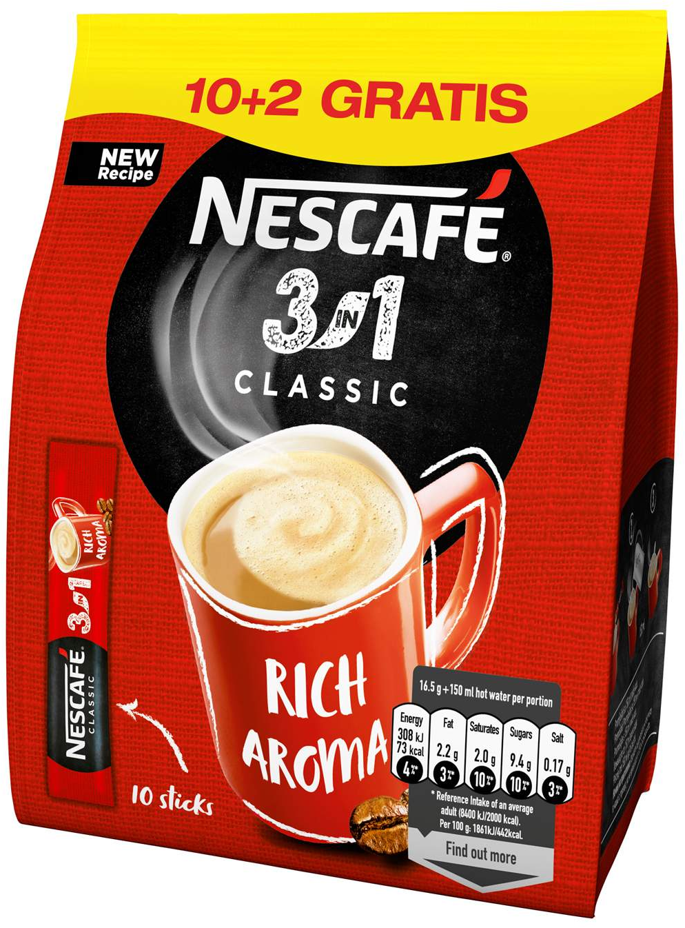 Instant kafa NESCAFE 3u1 classic 16,5g 10+2 gratis-slika