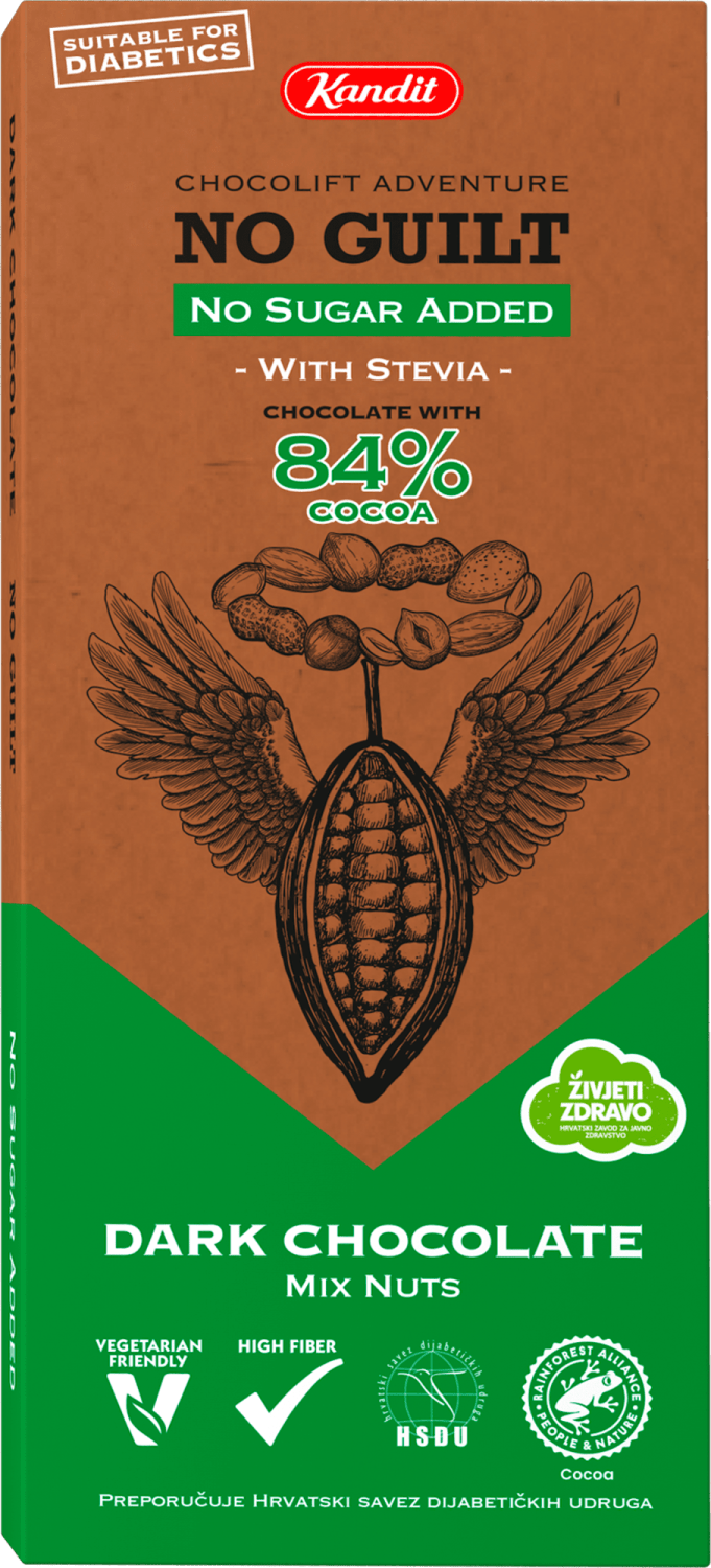 Cokolada crna nuts mix No guilt 80g-slika